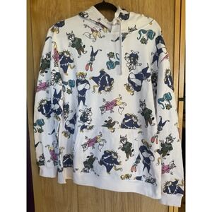 Disney Zootopia Hoodie Adult Medium All Over Print Zip Up Grey Sweatshirt Jacket